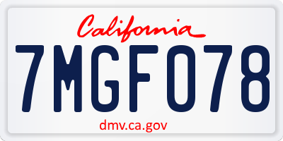 CA license plate 7MGF078