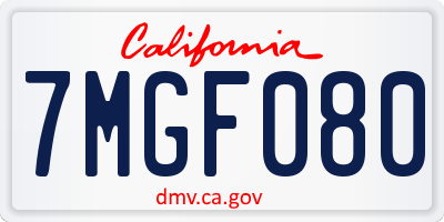 CA license plate 7MGF080