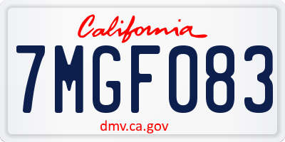 CA license plate 7MGF083