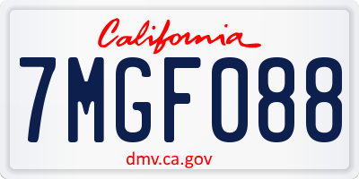 CA license plate 7MGF088