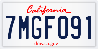 CA license plate 7MGF091