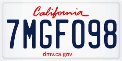 CA license plate 7MGF098
