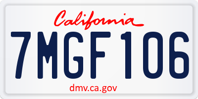 CA license plate 7MGF106