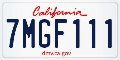 CA license plate 7MGF111