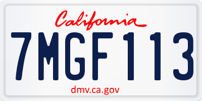 CA license plate 7MGF113