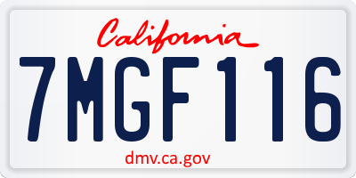CA license plate 7MGF116
