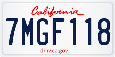 CA license plate 7MGF118