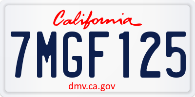 CA license plate 7MGF125