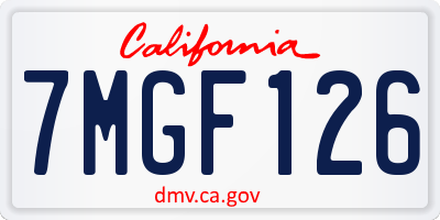 CA license plate 7MGF126