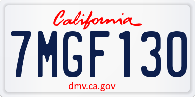 CA license plate 7MGF130