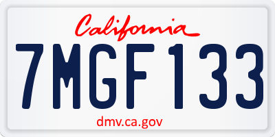 CA license plate 7MGF133