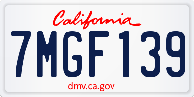 CA license plate 7MGF139