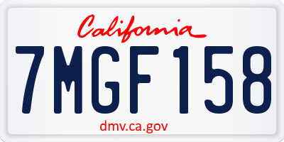 CA license plate 7MGF158