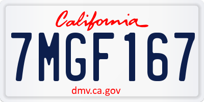 CA license plate 7MGF167