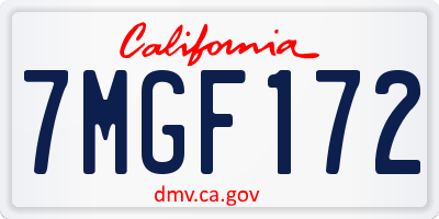 CA license plate 7MGF172