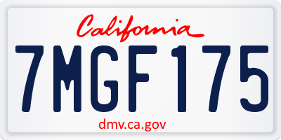 CA license plate 7MGF175