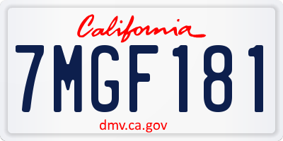 CA license plate 7MGF181