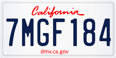 CA license plate 7MGF184