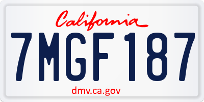 CA license plate 7MGF187