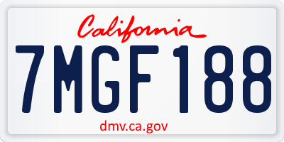 CA license plate 7MGF188