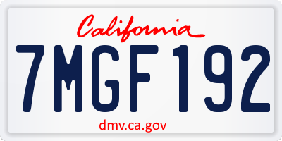 CA license plate 7MGF192