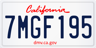 CA license plate 7MGF195