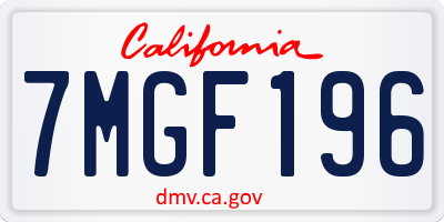 CA license plate 7MGF196