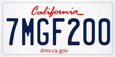 CA license plate 7MGF200