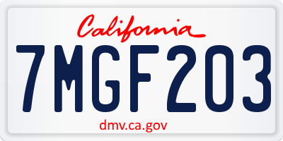 CA license plate 7MGF203