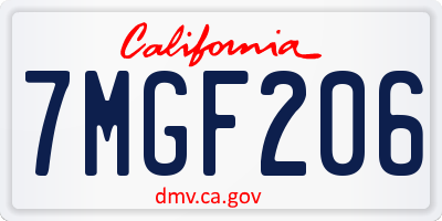 CA license plate 7MGF206