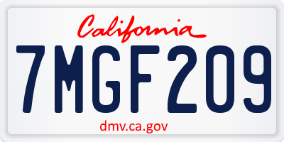 CA license plate 7MGF209