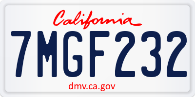 CA license plate 7MGF232