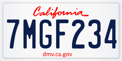 CA license plate 7MGF234