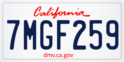 CA license plate 7MGF259