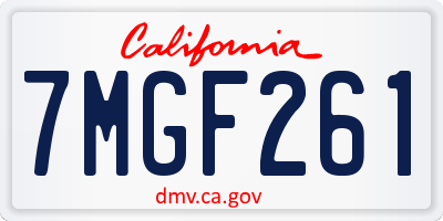 CA license plate 7MGF261