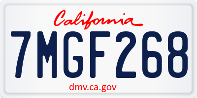 CA license plate 7MGF268