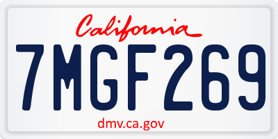 CA license plate 7MGF269