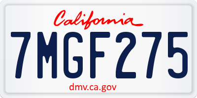 CA license plate 7MGF275