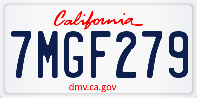 CA license plate 7MGF279
