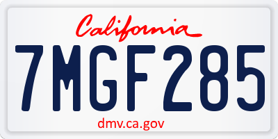 CA license plate 7MGF285