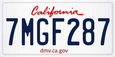CA license plate 7MGF287