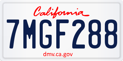 CA license plate 7MGF288