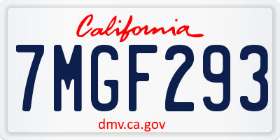 CA license plate 7MGF293
