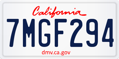 CA license plate 7MGF294