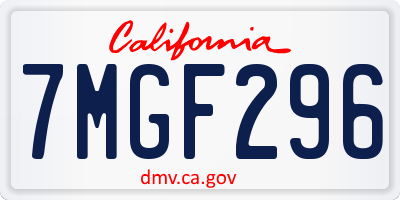 CA license plate 7MGF296