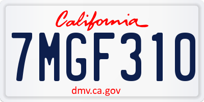 CA license plate 7MGF310