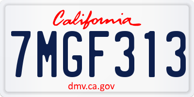 CA license plate 7MGF313