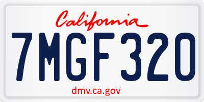 CA license plate 7MGF320