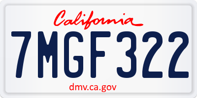 CA license plate 7MGF322