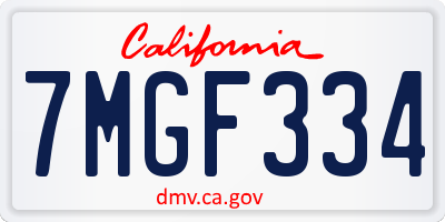 CA license plate 7MGF334